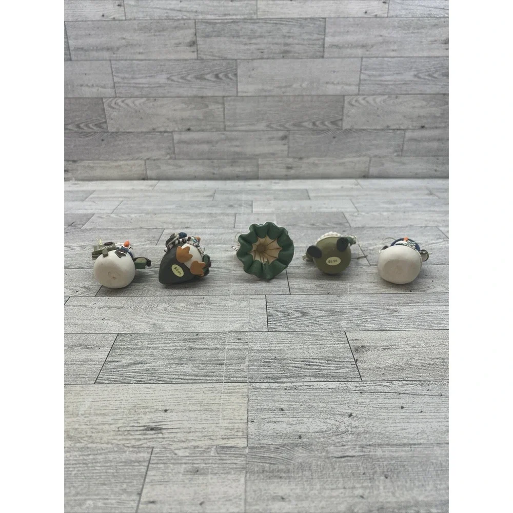 5 Vintage Handmade Polymer Clay Christmas Ornaments & Decorative Box‎